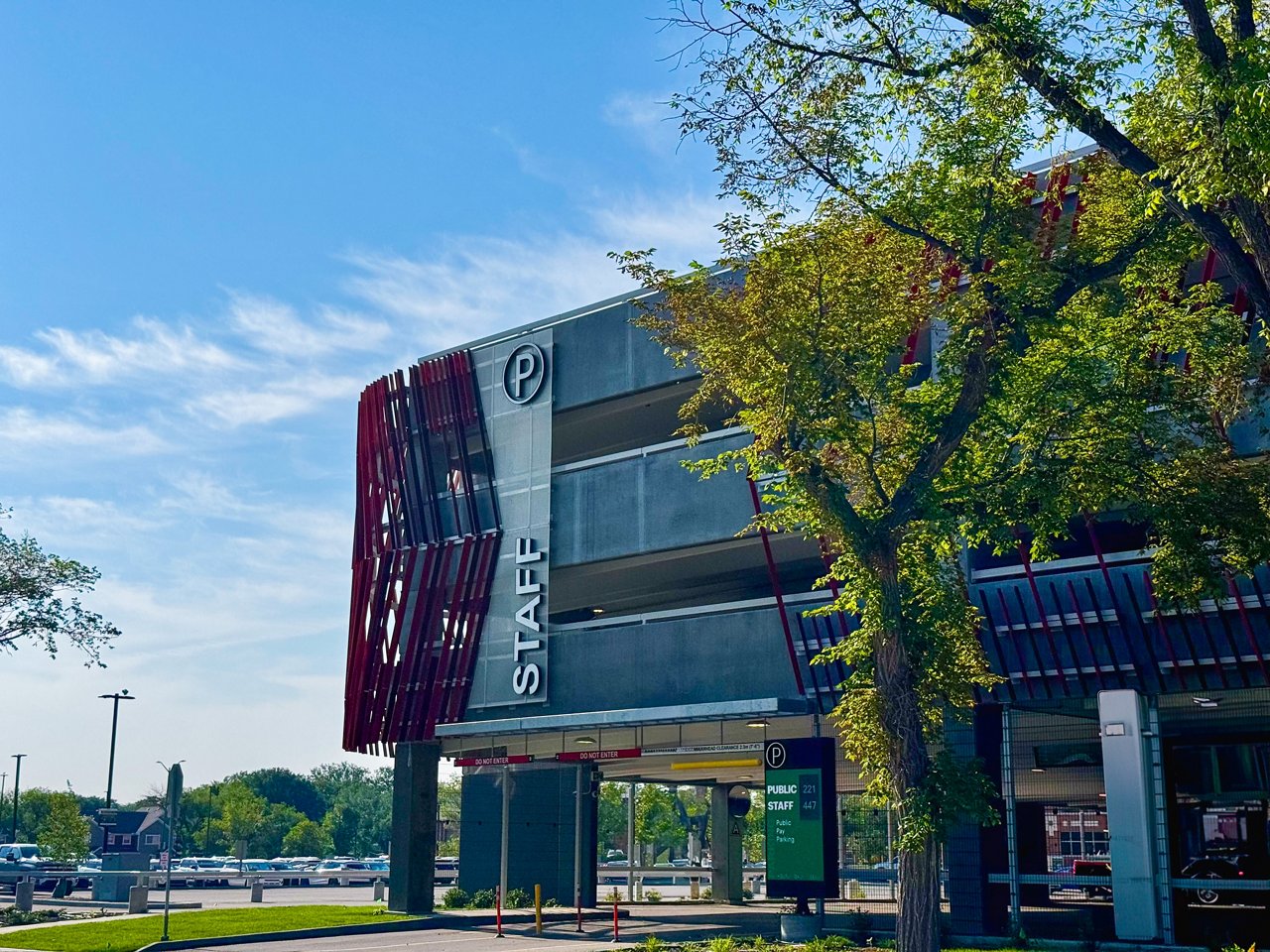 An exterior shot of the Regina Parkade.