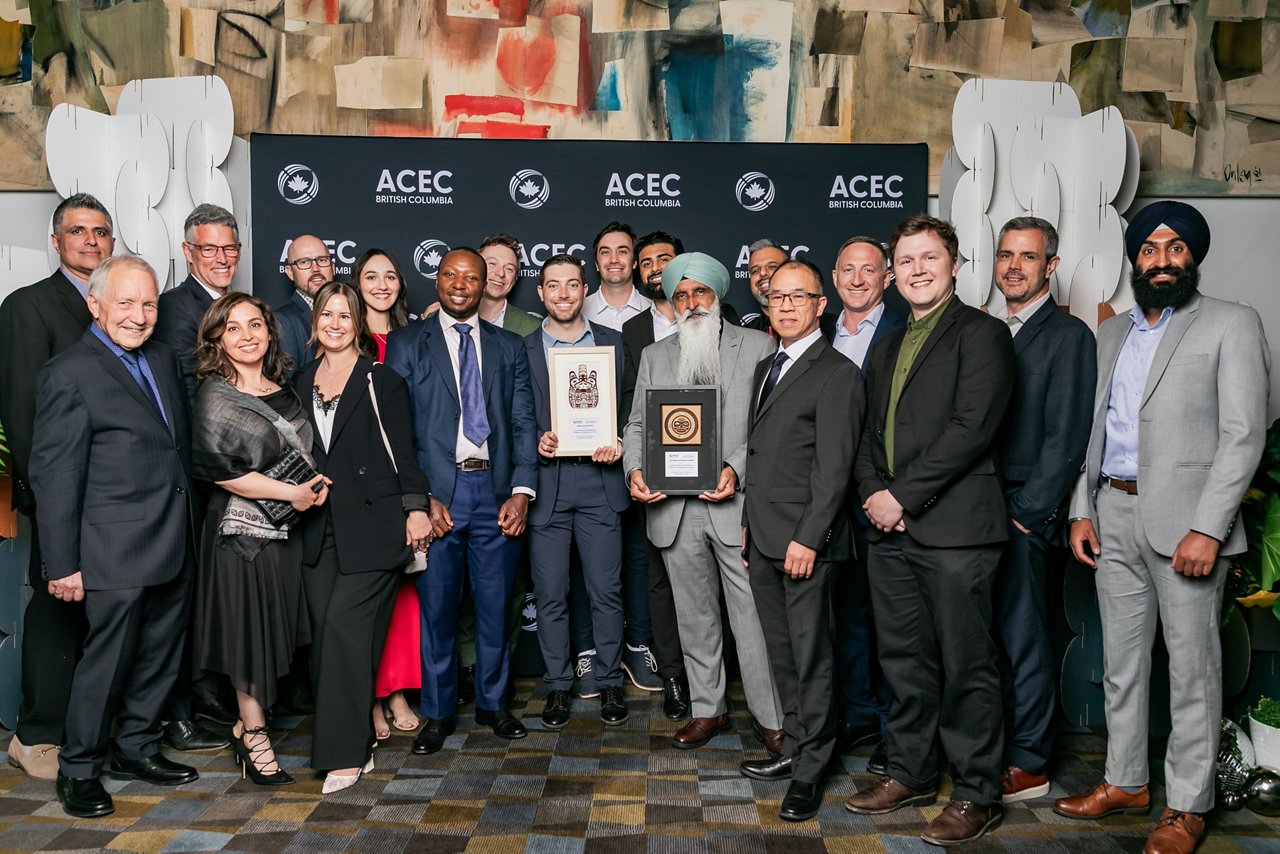 People posing for the camera after receiving the ACEC-BC Award