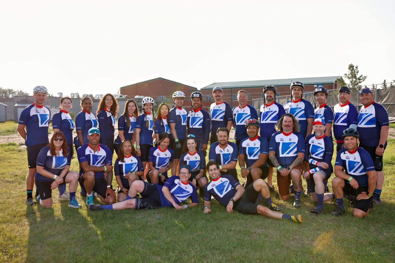 A group shot of the Ledcor Team who participated in the 2026 Enbridge Tour for Cancer